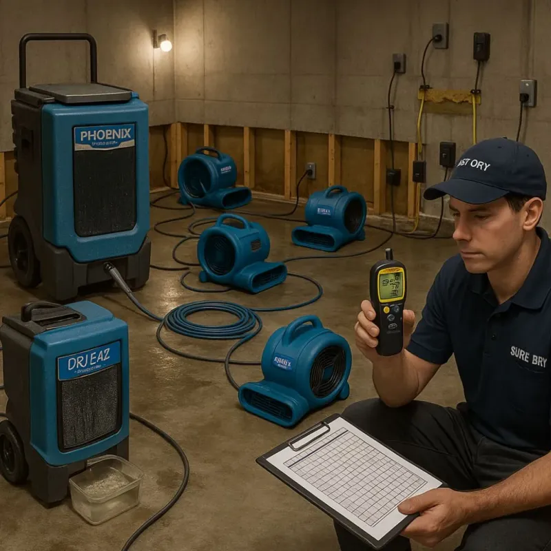 Structural Drying and Dehumidification process in Carlisle, MA
